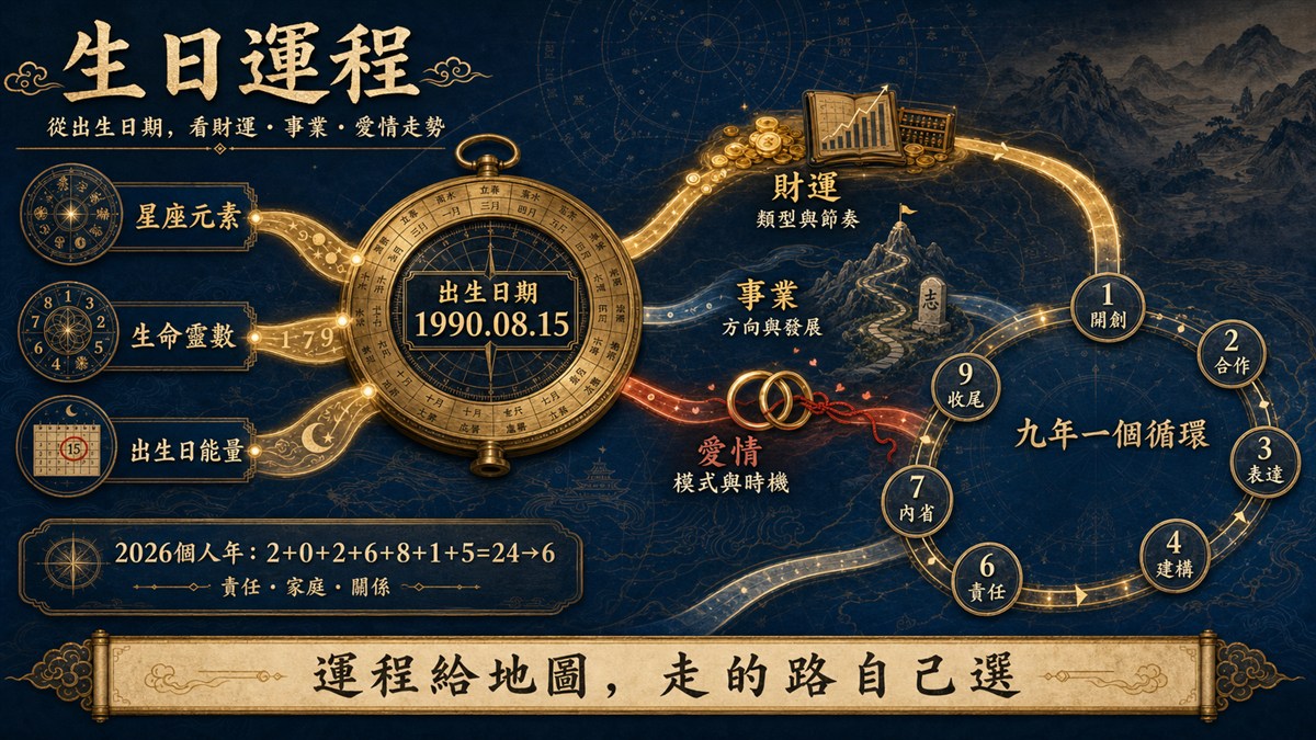 生日運程：從出生日期看你的財運、事業、愛情走勢