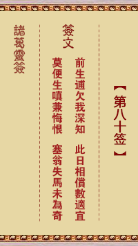 諸葛神籤 第80籤