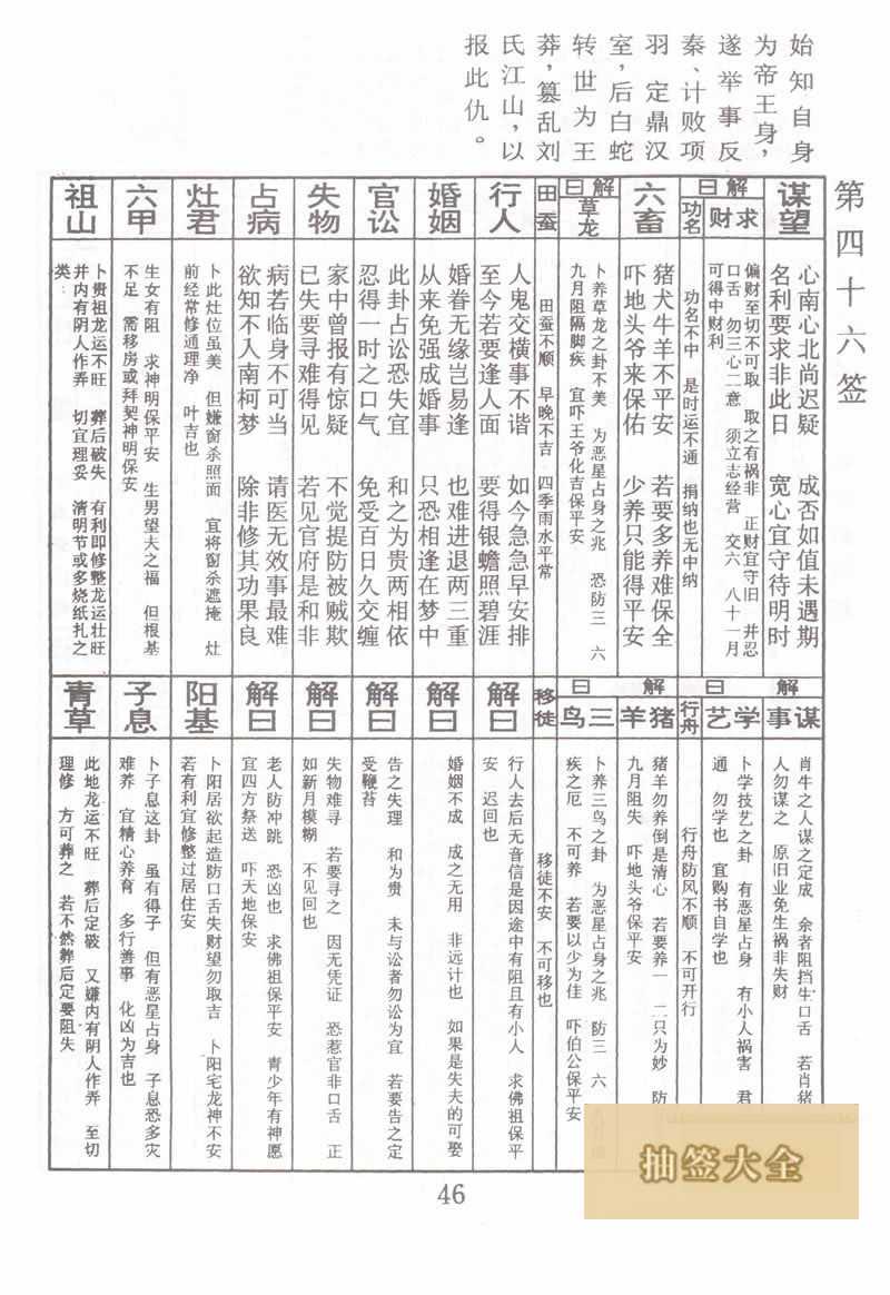 佛祖靈籤 第46籤:劉邦斬白蛇 下下籤