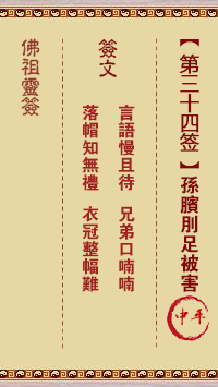 佛祖靈籤 第34籤：武吉賣柴 大吉籤