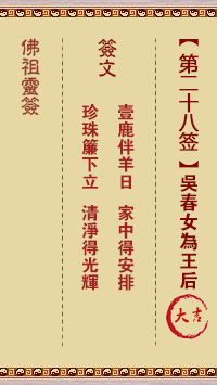 佛祖靈籤 第28籤:吳春女為王后 大吉籤