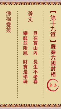 佛祖靈籤 第19籤:蘇秦六國封相 上上籤