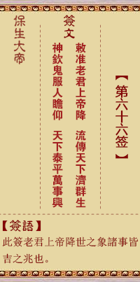 保生大帝靈籤 第66籤：敕、【用六卦】
