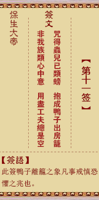 保生大帝靈籤 第11籤:咒、【用履卦】