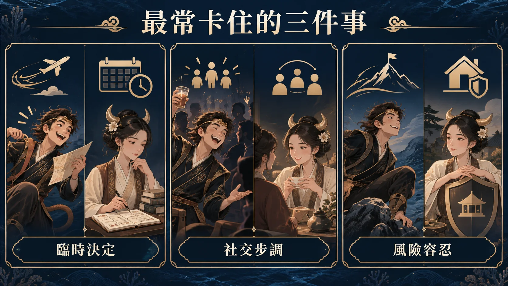 猴男牛女在臨時決定社交步調與風險容忍的三個摩擦場景