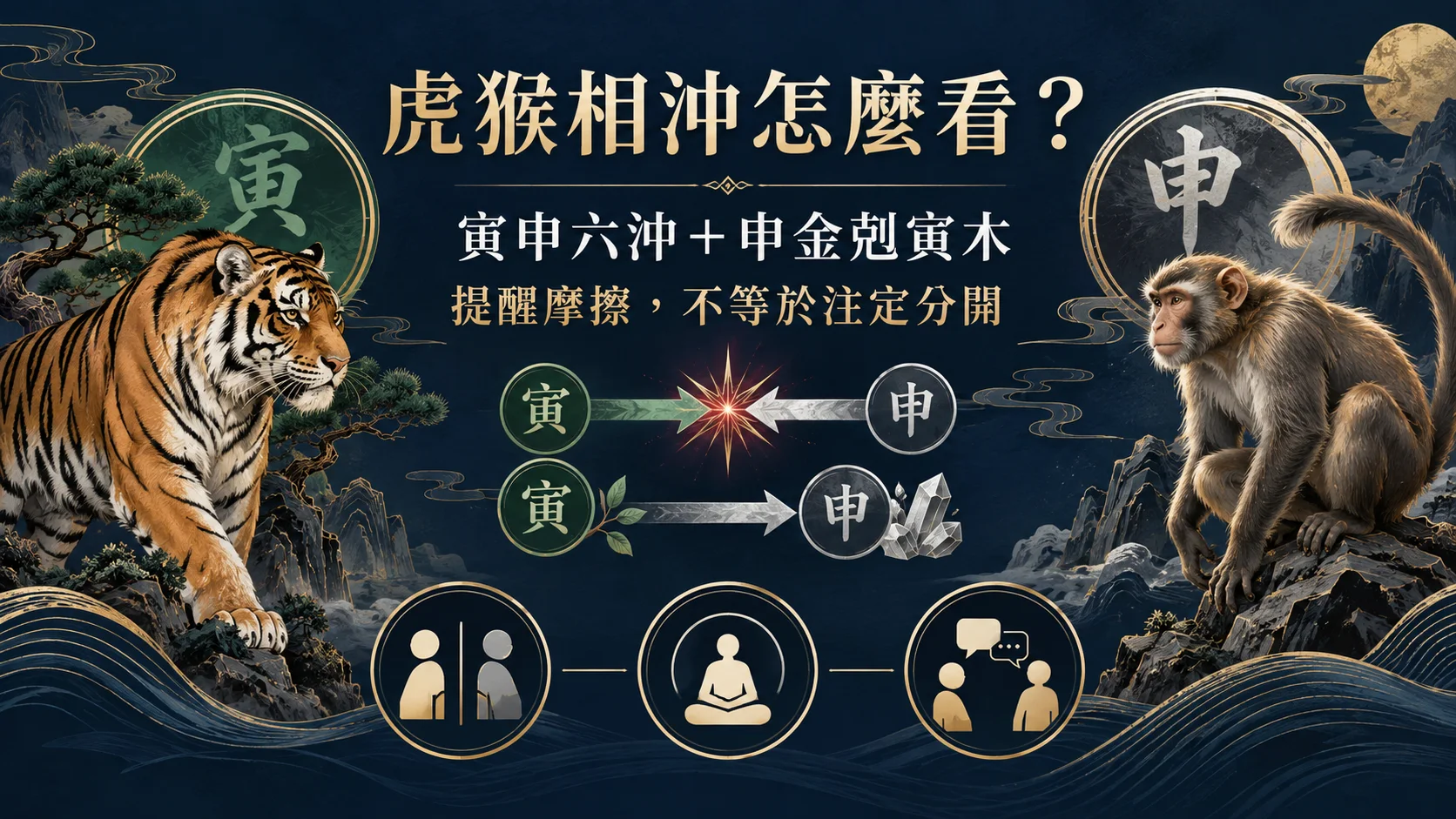屬虎屬猴寅申六沖與申金剋寅木的配對解析