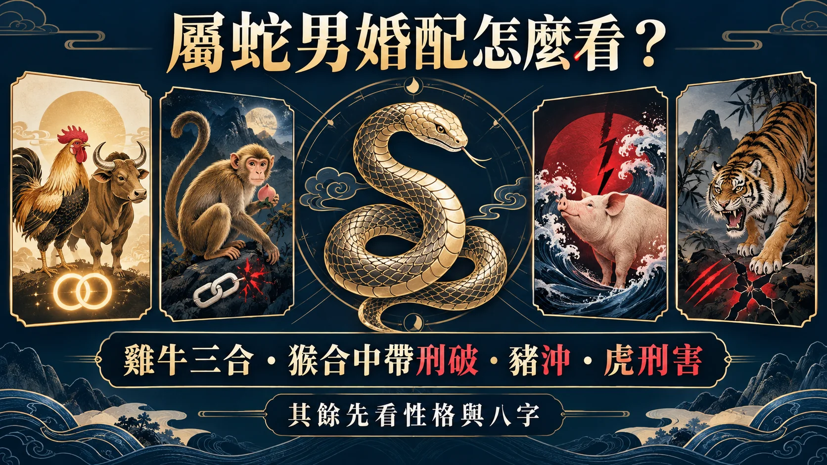 男屬蛇婚配以雞牛三合猴合中帶刑破豬沖虎刑害判斷