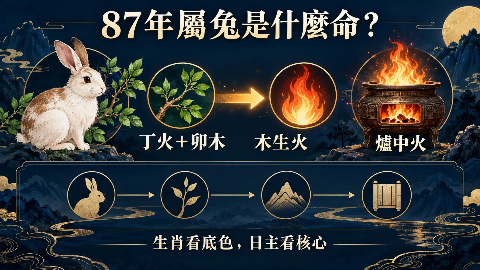 1987年屬兔丁卯木生火與爐中火命理解析