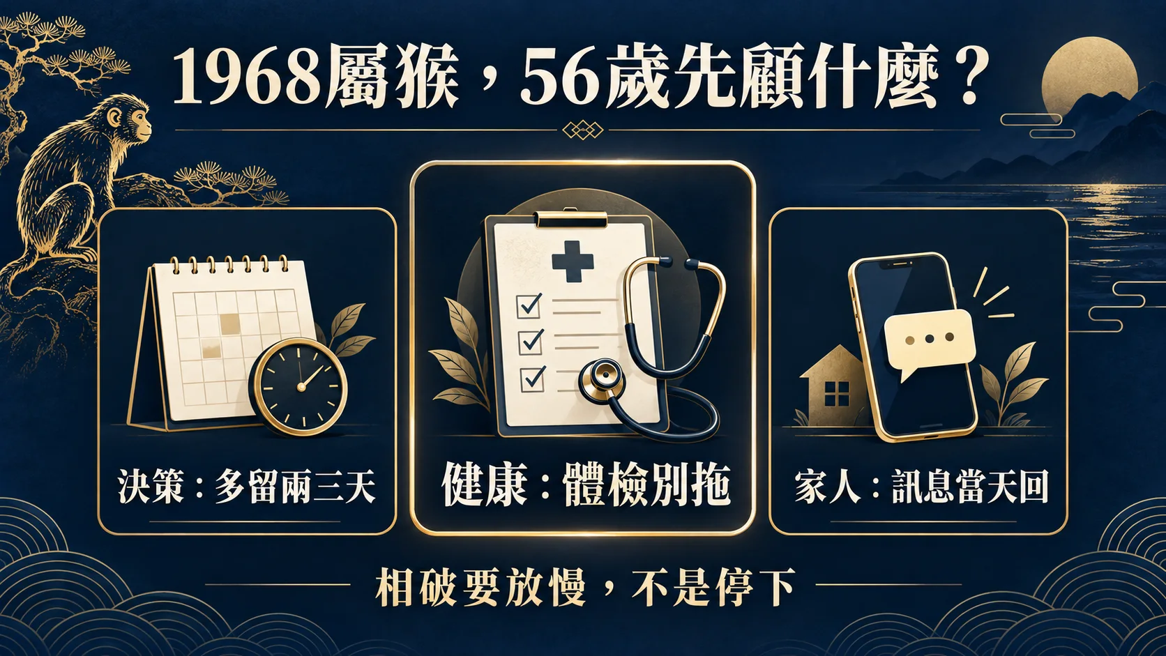 1968年屬猴56歲逢猴卯相破的健康與決策重點
