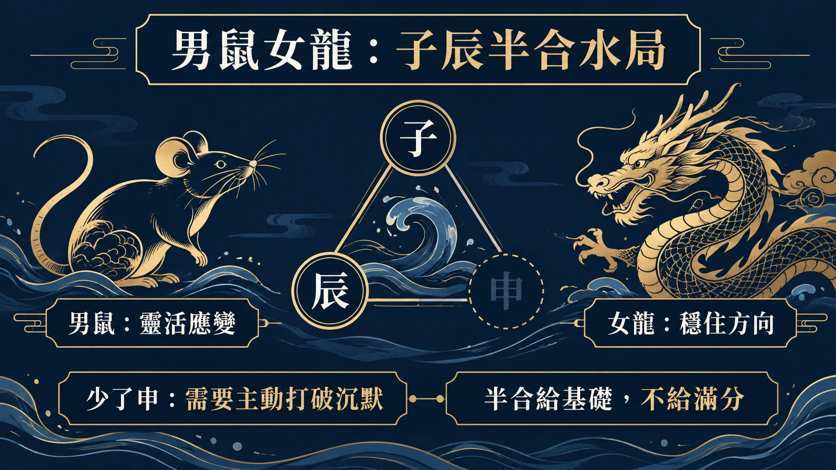 男鼠女龍子辰半合水局的互補默契與溝通重點