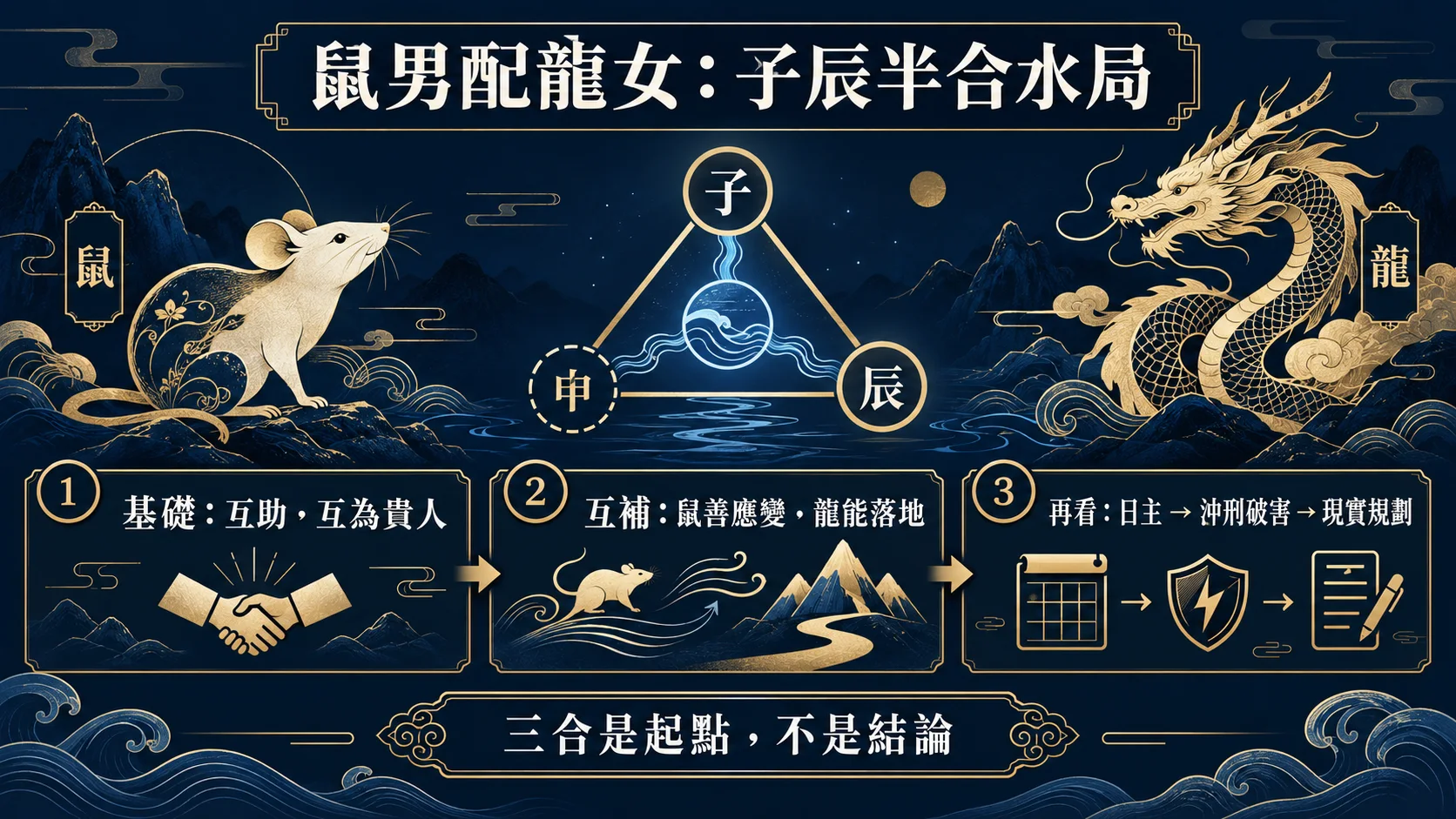 鼠男配龍女子辰半合水局與合婚判斷順序