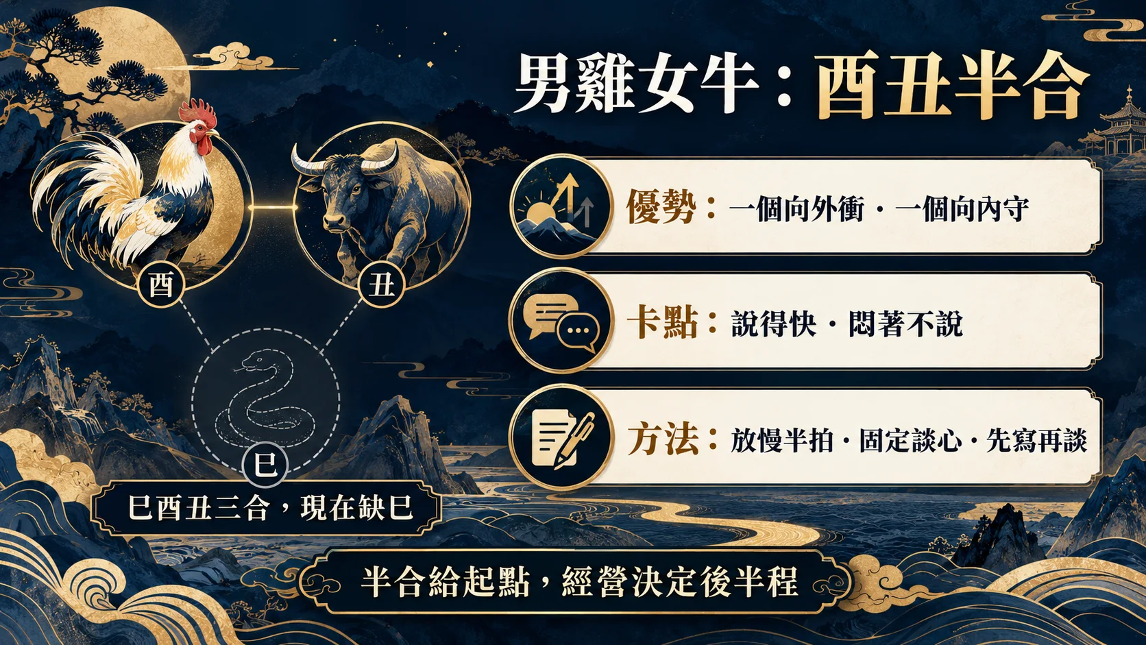 男屬雞女屬牛酉丑半合優勢與溝通方法