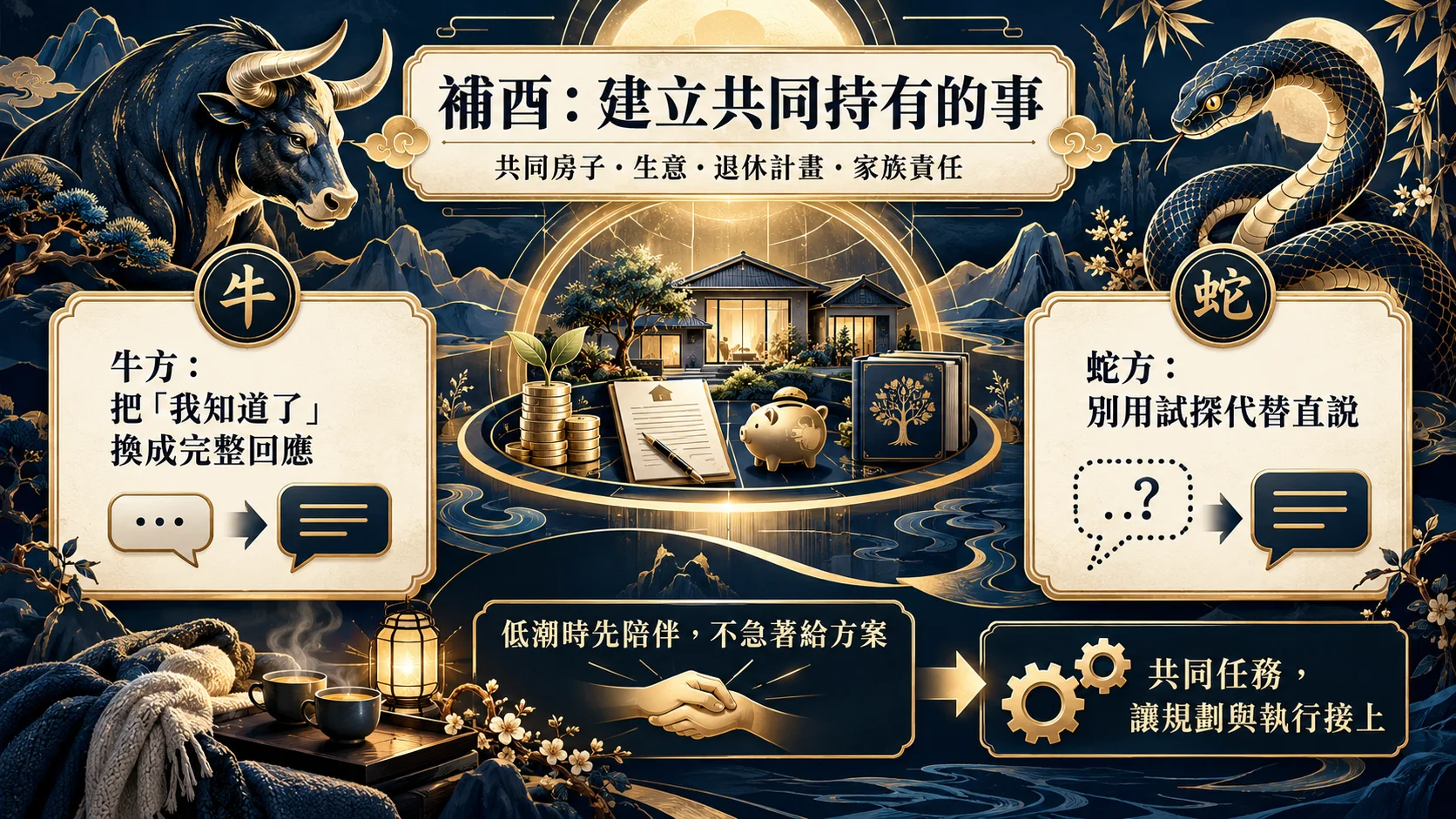牛蛇婚配以共同任務補酉及雙方溝通方法