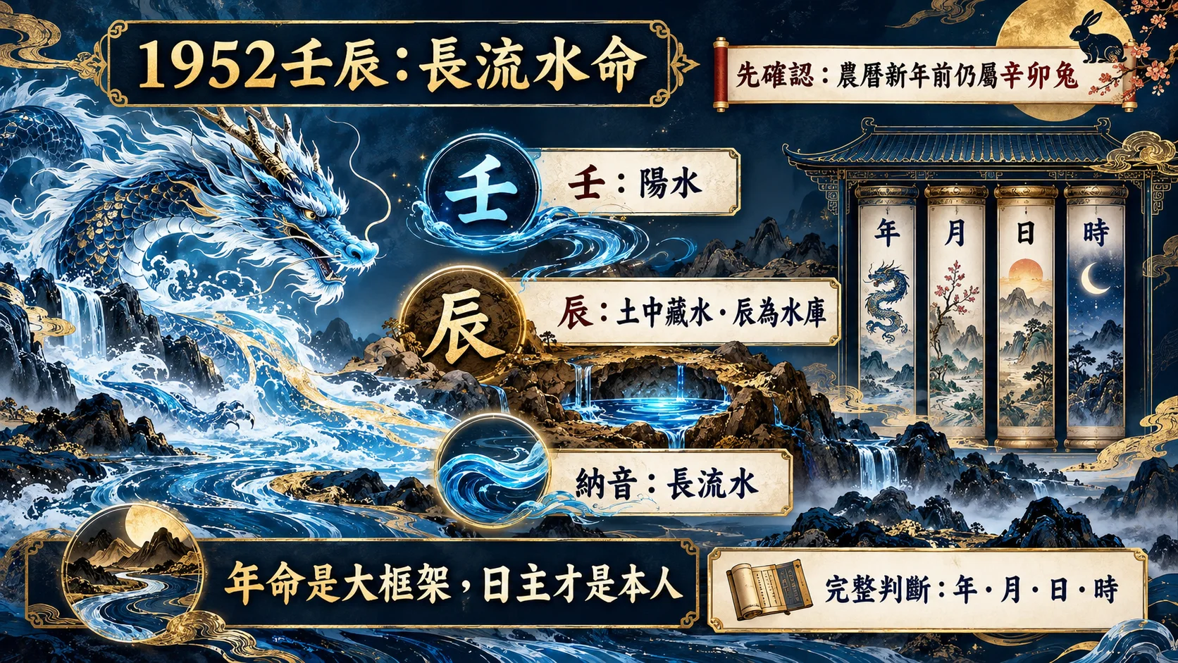 1952壬辰長流水命年命結構與完整八字差別