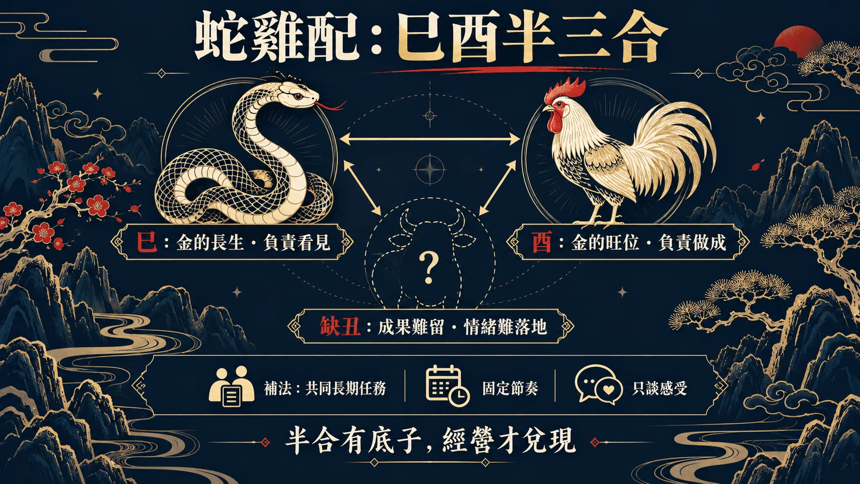 屬蛇屬雞巳酉半三合缺丑與長期關係經營方法