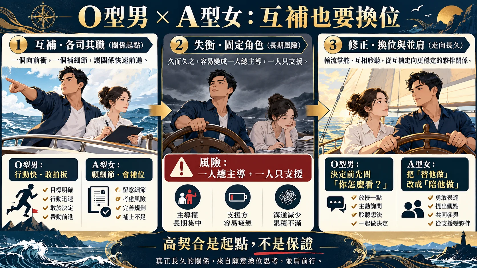 O型男配A型女互補分工與角色失衡修正方法