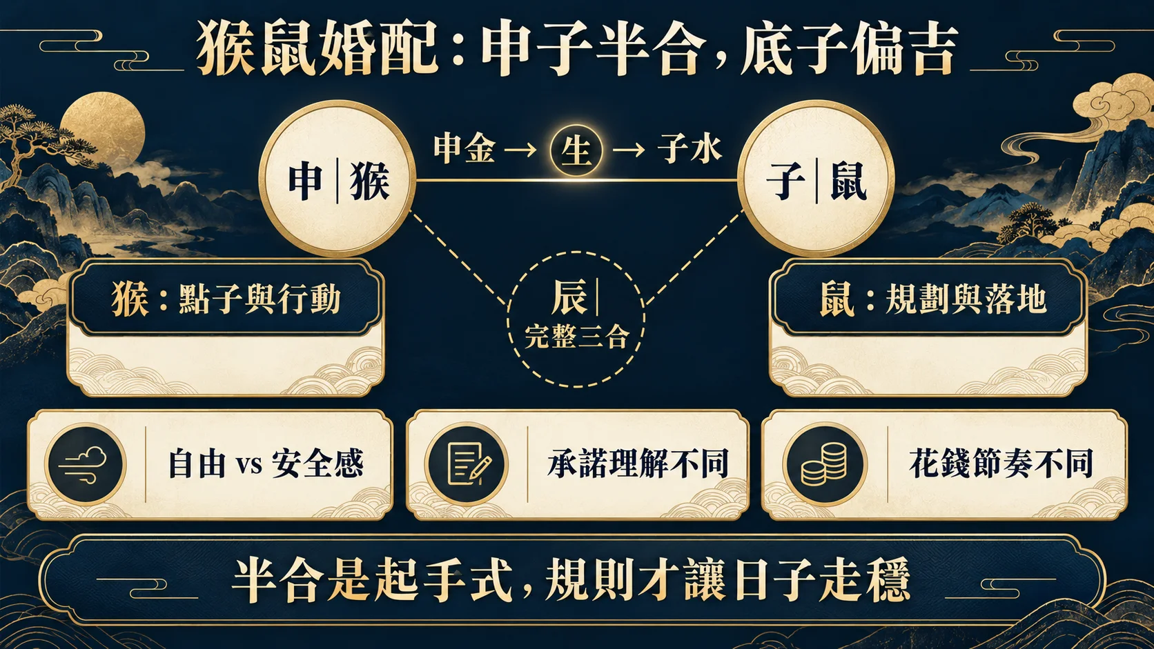 屬猴與屬鼠申子半合金生水優勢及磨合重點圖