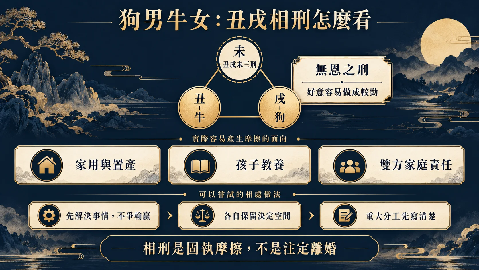 男屬狗女屬牛丑戌未三刑摩擦與相處方法圖