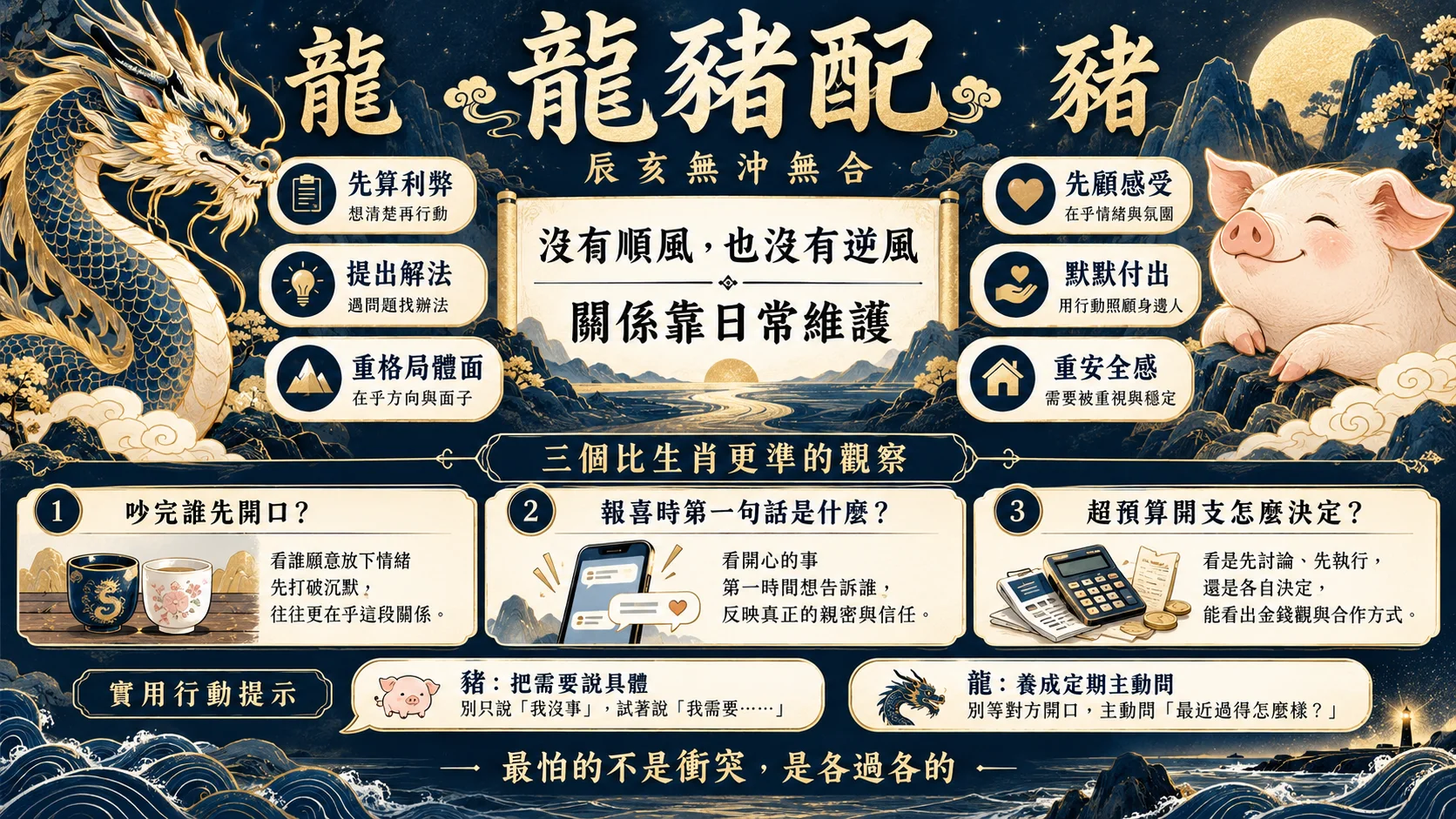 屬龍屬豬辰亥無沖無合與三個關係觀察指標圖