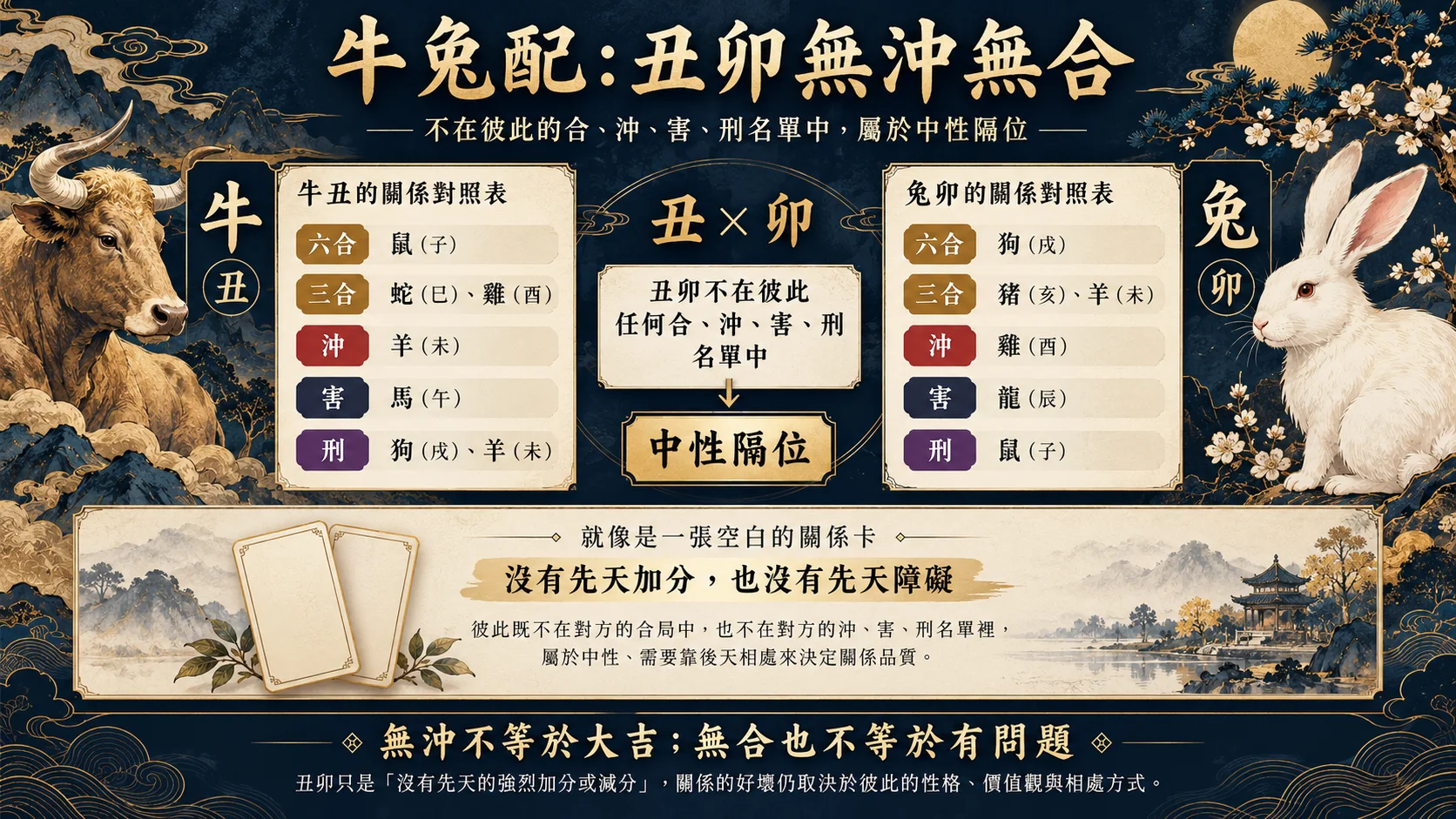 屬牛屬兔丑卯無沖無合中性地支關係圖