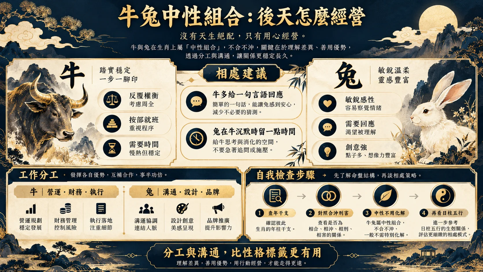 屬牛屬兔性格分工合作方式與相處自查步驟圖
