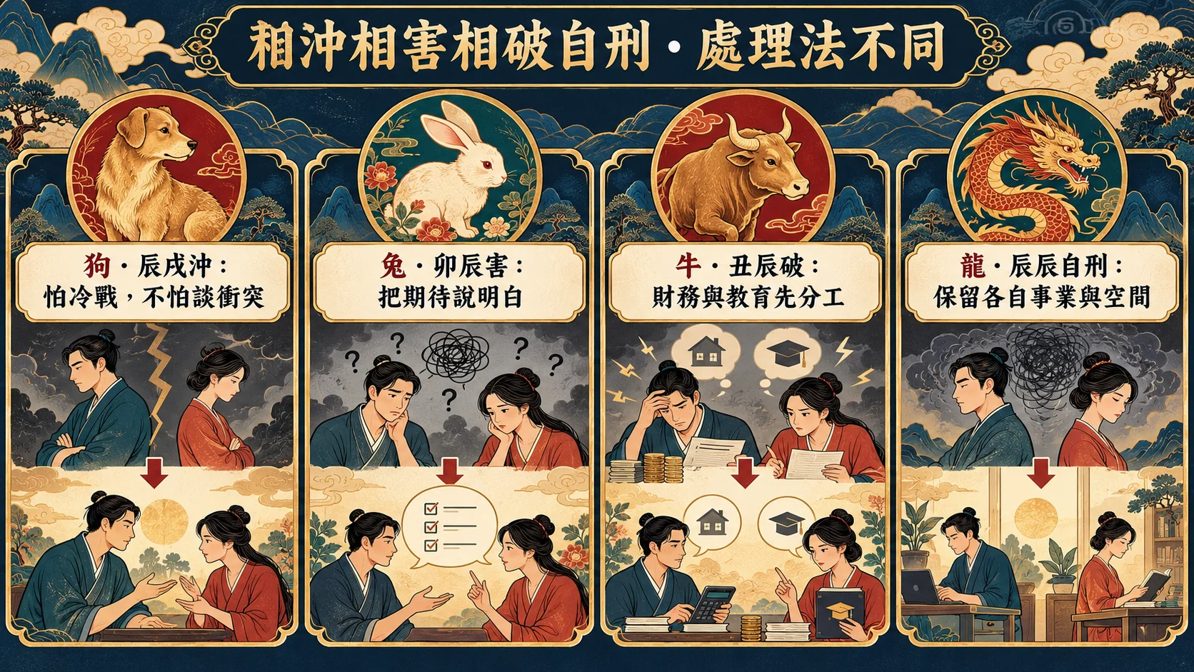 1976屬龍與狗兔牛龍婚配衝突的溝通和相處方法圖