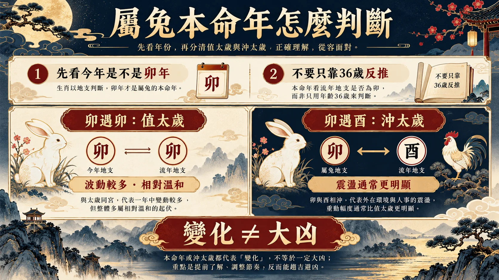 屬兔36歲卯年值太歲與酉年沖太歲判斷圖
