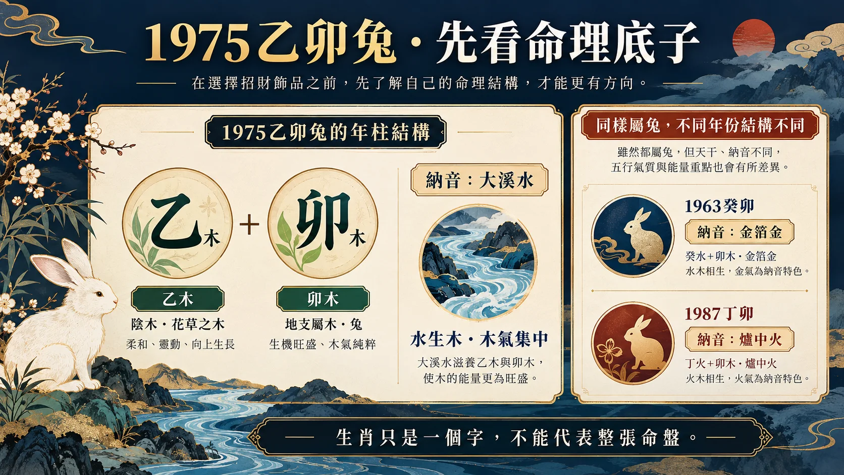 1975乙卯兔乙木卯木大溪水命理結構圖