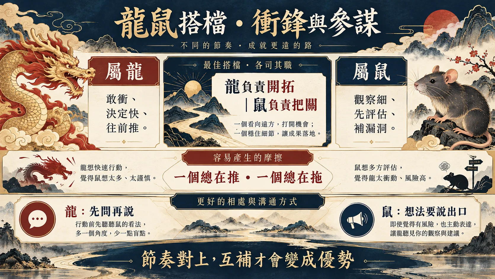 屬龍衝鋒與屬鼠參謀分工溝通節奏和解方法圖
