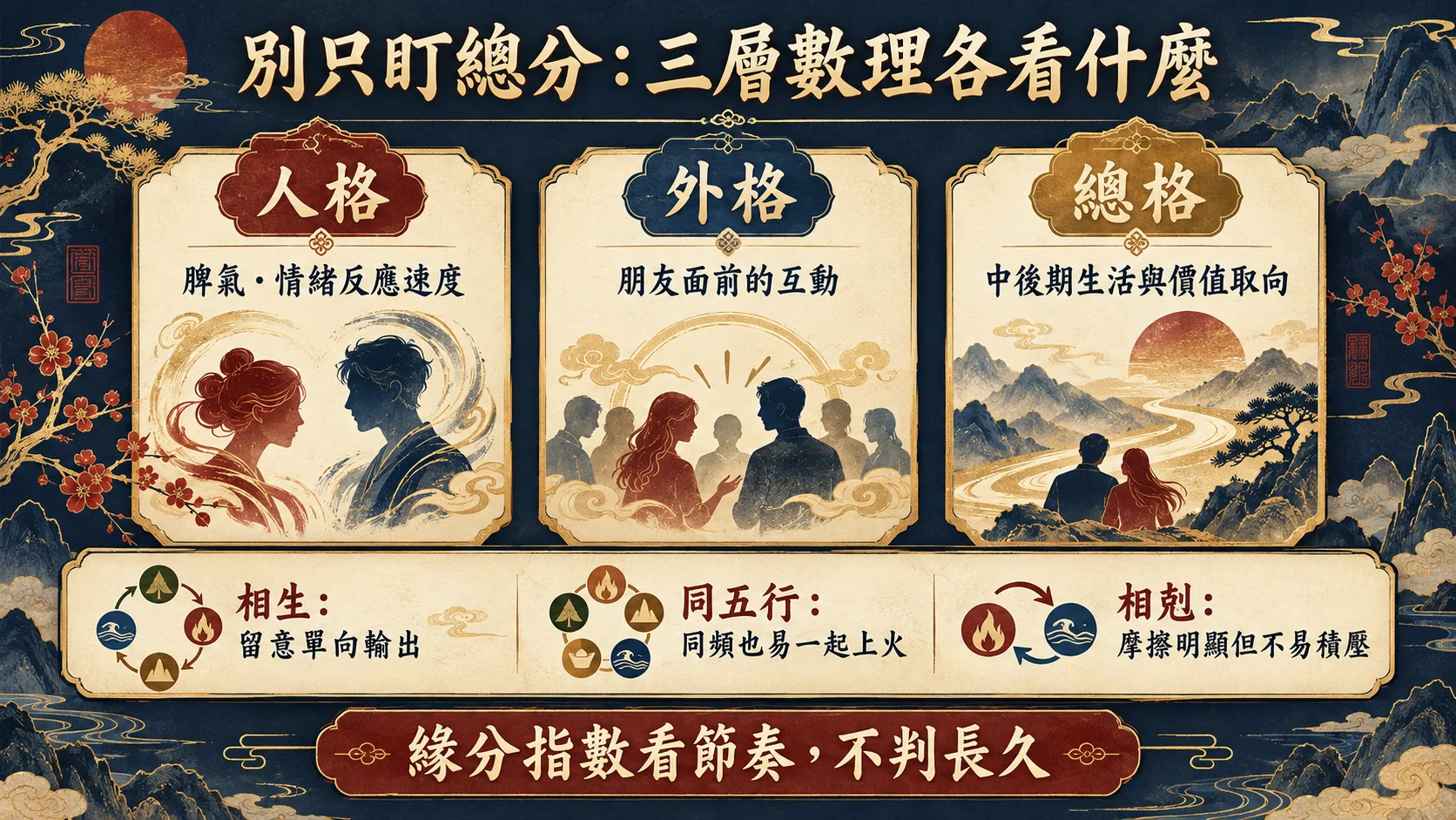 姓名緣分人格外格總格與五行生剋三層數理教學圖
