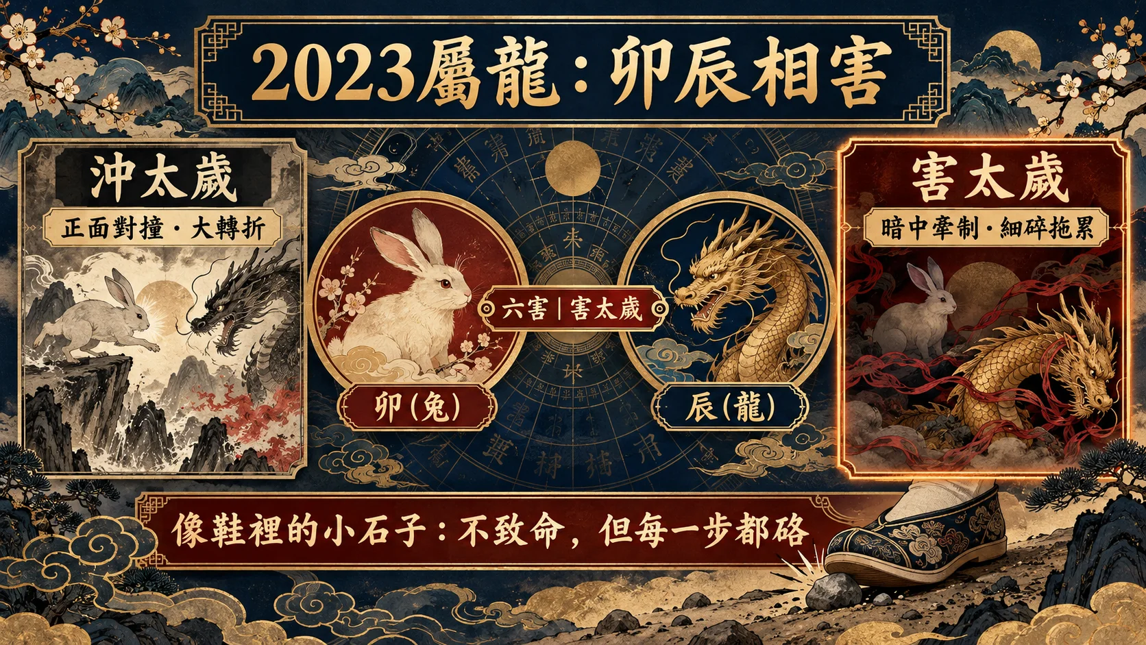 2023屬龍癸卯年卯辰六害害太歲與沖太歲差異圖