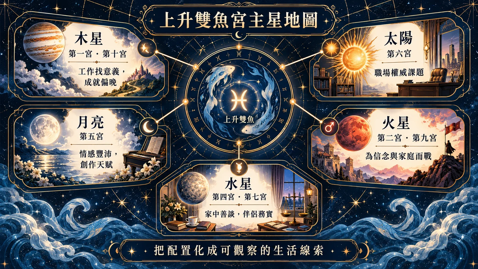 上升雙魚宮主星落宮影響與生活表現對照圖