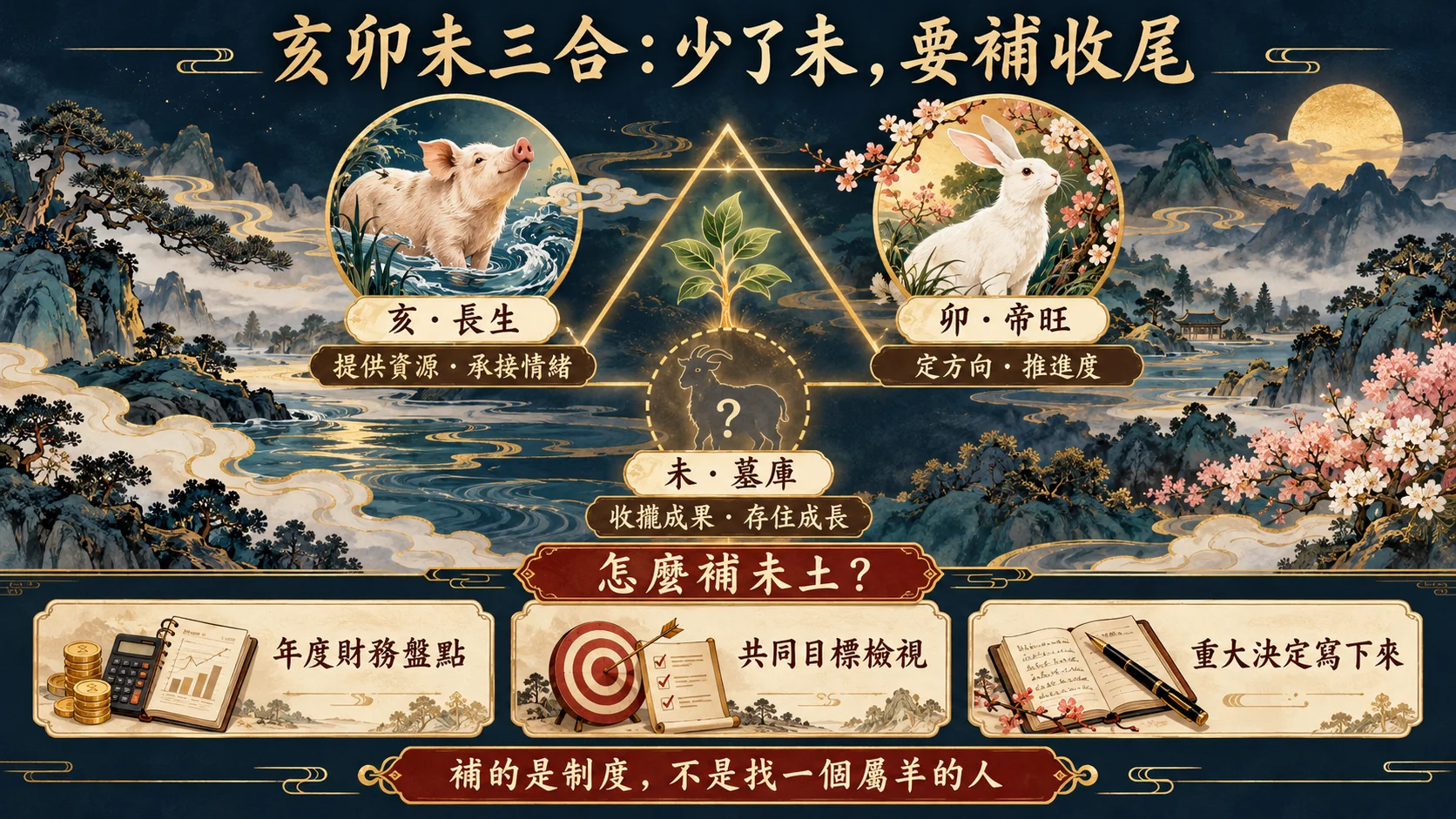 屬豬男屬兔女亥卯未三合補未土穩定關係圖